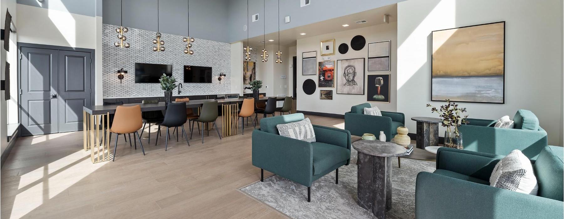 a living room with a wood floor