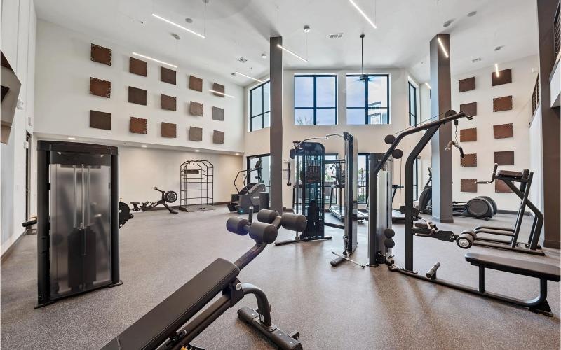 a gym with exercise equipment